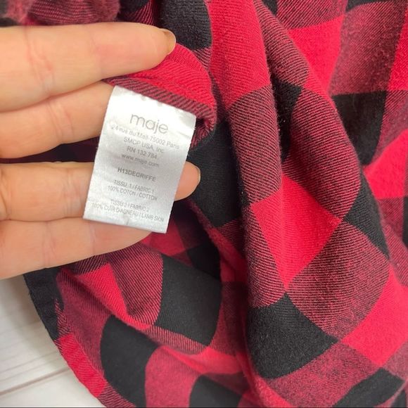 Maje Danette Plaid Long Tunic Shirt